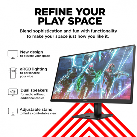 OMEN by HP 27s - LED monitor - gaming - 27" - 1920 x 1080 Full HD (1080p) @ 240 Hz - IPS - 400 cd / m² - 1000:1 - DisplayHDR 400 - 1 ms - 2xHDMI, DisplayPort - speakers - black - 9