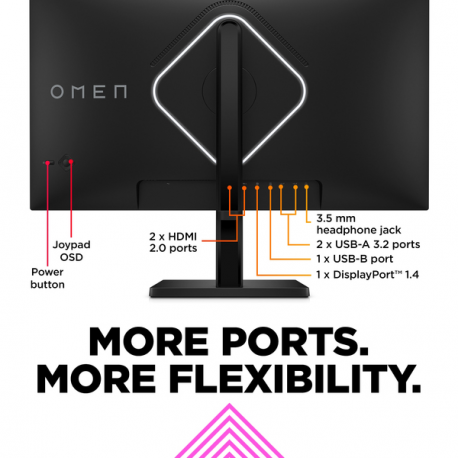 OMEN by HP 27s - LED monitor - gaming - 27" - 1920 x 1080 Full HD (1080p) @ 240 Hz - IPS - 400 cd / m² - 1000:1 - DisplayHDR 400 - 1 ms - 2xHDMI, DisplayPort - speakers - black - 12