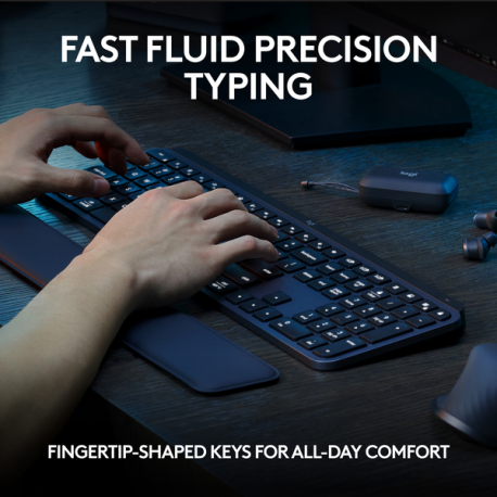 Logitech MX Keys S - Keyboard - backlit - wireless - Bluetooth LE - AZERTY - Belgium - key switch: Scissor-Key - graphite - 6