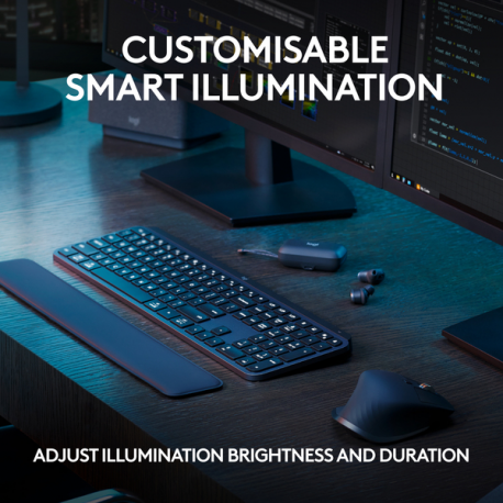 Logitech MX Keys S - Keyboard - backlit - wireless - Bluetooth LE - AZERTY - Belgium - key switch: Scissor-Key - graphite - 12