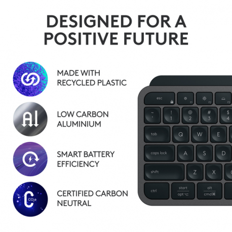 Logitech MX Keys S - Keyboard - backlit - wireless - Bluetooth LE - AZERTY - Belgium - key switch: Scissor-Key - graphite - 13