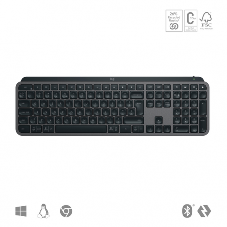 Logitech MX Keys S - Keyboard - backlit - wireless - Bluetooth LE - AZERTY - Belgium - key switch: Scissor-Key - graphite - 26