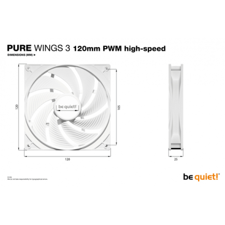 be quiet! Pure Wings 3 - Case fan - PWM high-speed - 120 mm - white - 4