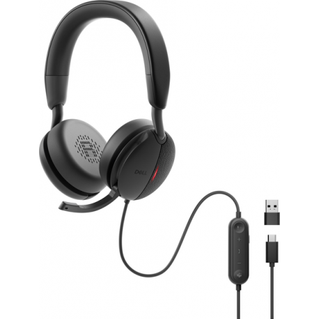 Dell Pro Wired ANC Headset WH5024 - Headset - on-ear - wired - active noise cancelling - USB-C - Zoom Certified, Certified for Microsoft Teams - 3