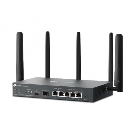 TP-Link Omada ER706W-4G V1 - Wireless router - WWAN 5-port switch - 1GbE - WAN ports: 6 - Wi-Fi 6 - Dual Band - 4G - wall-mountable - 2