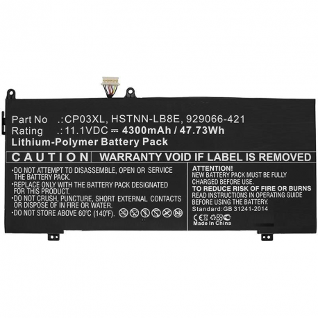 CoreParts - Laptop battery (equivalent to: HP 929066-421, HP 929072-855) - lithium polymer - 4300 mAh - 48 Wh - black - for HP Spectre Laptop 13; Spectre x360 Laptop - 0