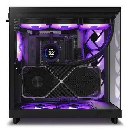 NZXT H series H6 Flow RGB - Mid tower - ATX - windowed side panel (tempered glass) - no power supply - matte black - USB/Audio - 24