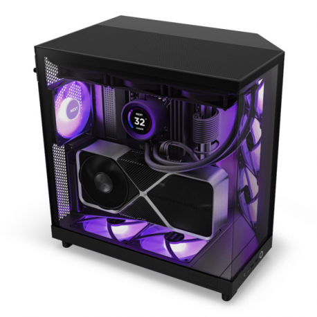 NZXT H series H6 Flow RGB - Mid tower - ATX - windowed side panel (tempered glass) - no power supply - matte black - USB/Audio - 25