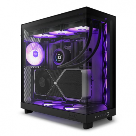 NZXT H series H6 Flow RGB - Mid tower - ATX - windowed side panel (tempered glass) - no power supply - matte black - USB/Audio - 28