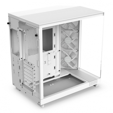 NZXT H series H6 Flow RGB - Mid tower - ATX - windowed side panel (tempered glass) - no power supply - matt white - USB/Audio - 5