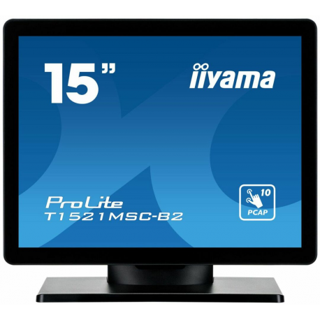 iiyama ProLite T1521MSC-B2 - LED monitor - 15" - touchscreen - 1024 x 768 - TN - 370 cd / m² - 800:1 - 8 ms - HDMI, VGA - speakers - matte black - 0