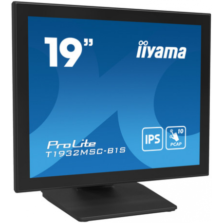 iiyama ProLite T1932MSC-B1S - LCD monitor - 19" - touchscreen - 1280 x 1024 - IPS - 250 cd / m² - 1000:1 - 14 ms - HDMI, VGA, DisplayPort - speakers - matte black - 1
