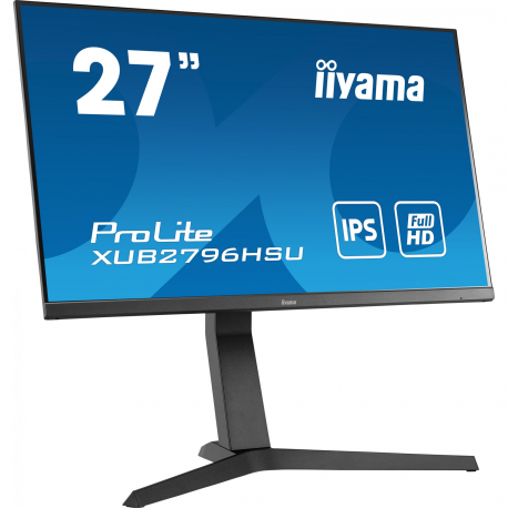 iiyama ProLite XUB2463HSU-B1 - LED monitor - 24" (23.8" viewable) - 1920 x 1080 Full HD (1080p) @ 100 Hz - IPS - 250 cd / m² - 1300:1 - 3 ms - HDMI, DisplayPort - speakers - black, matte - 8