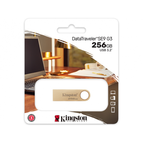 Kingston DataTraveler SE9 G3 - USB flash drive - 256 GB - USB 3.2 Gen 1 - gold - 4