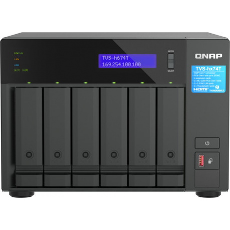 QNAP TVS-H674T - NAS server - 6 bays - SATA 6Gb / s - RAID RAID 0, 1, 5, 6, 10, 50, JBOD - RAM 32 GB - 2.5 Gigabit Ethernet - iSCSI support - 0