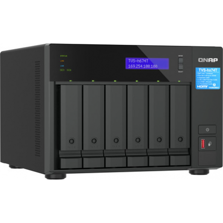 QNAP TVS-H674T - NAS server - 6 bays - SATA 6Gb / s - RAID RAID 0, 1, 5, 6, 10, 50, JBOD - RAM 32 GB - 2.5 Gigabit Ethernet - iSCSI support - 1