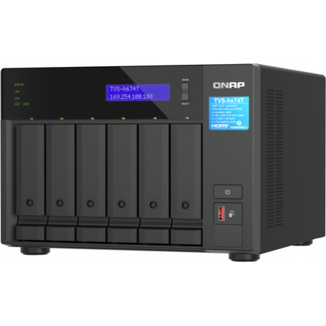 QNAP TVS-H674T - NAS server - 6 bays - SATA 6Gb / s - RAID RAID 0, 1, 5, 6, 10, 50, JBOD - RAM 32 GB - 2.5 Gigabit Ethernet - iSCSI support - 2