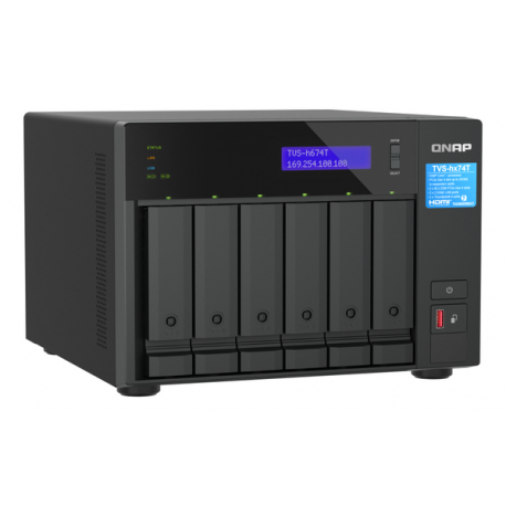 QNAP TVS-H674T - NAS server - 6 bays - SATA 6Gb / s - RAID RAID 0, 1, 5, 6, 10, 50, JBOD - RAM 32 GB - 2.5 Gigabit Ethernet - iSCSI support - 5