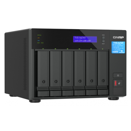 QNAP TVS-H674T - NAS server - 6 bays - SATA 6Gb / s - RAID RAID 0, 1, 5, 6, 10, 50, JBOD - RAM 32 GB - 2.5 Gigabit Ethernet - iSCSI support - 7