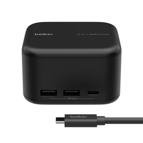 Belkin CONNECT 6-in-1 Core GaN - Docking station - USB-C - HDMI - 1GbE - 130 Watt - 2