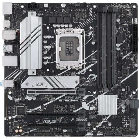ASUS PRIME B760M-A D4-CSM - Motherboard - micro ATX - LGA1700 Socket - B760 Chipset - USB 3.2 Gen 1, USB 3.2 Gen 2, USB-C 3.2 Gen 1 - 2.5 Gigabit LAN - onboard graphics (CPU required) - HD Audio (8-channel) - 1