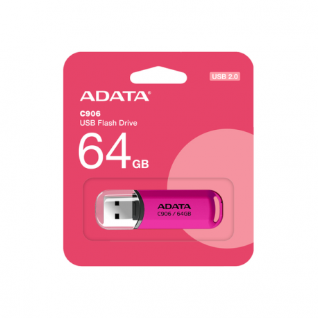 ADATA Classic Series C906 - USB flash drive - 64 GB - USB 2.0 - pink - 2