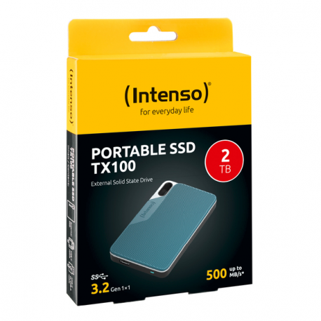 Intenso TX100 - SSD - 2 TB - external (portable) - USB 3.2 Gen 1x1 (USB-C connector) - grey-blue - 4
