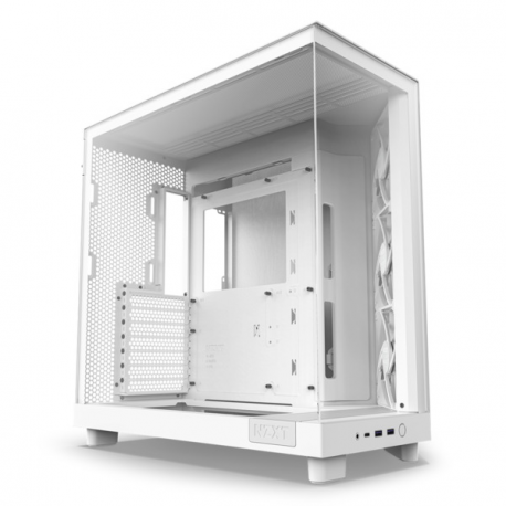 NZXT H series H6 Flow - Mid tower - ATX - windowed side panel (tempered glass) - no power supply - matt white - USB/Audio - 0