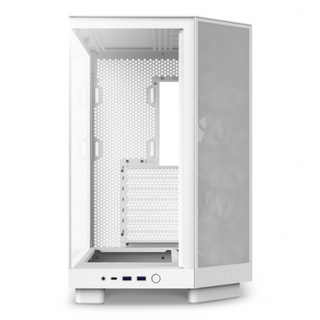 NZXT H series H6 Flow - Mid tower - ATX - windowed side panel (tempered glass) - no power supply - matt white - USB/Audio - 3