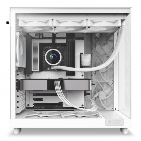 NZXT H series H6 Flow - Mid tower - ATX - windowed side panel (tempered glass) - no power supply - matt white - USB/Audio - 12