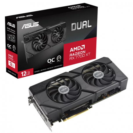 ASUS Dual Radeon RX 7700 XT 12GB - OC Edition - graphics card - Radeon RX 7700 XT - 12 GB GDDR6 - PCIe 4.0 - HDMI, 3 x DisplayPort - box - 6
