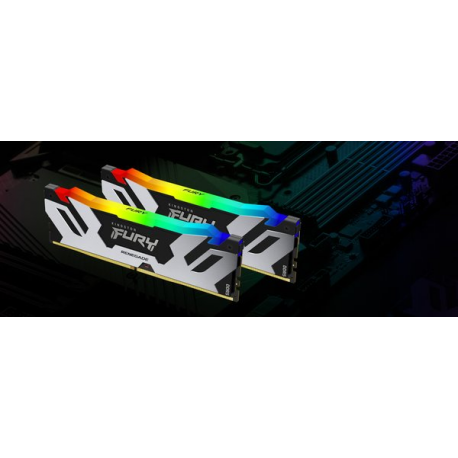 Kingston FURY Renegade RGB - DDR5 - module - 48 GB - DIMM 288-pin - 6000 MHz / PC5-48000 - CL32 - 1.35 V - unbuffered - on-die ECC - black & silver - 7