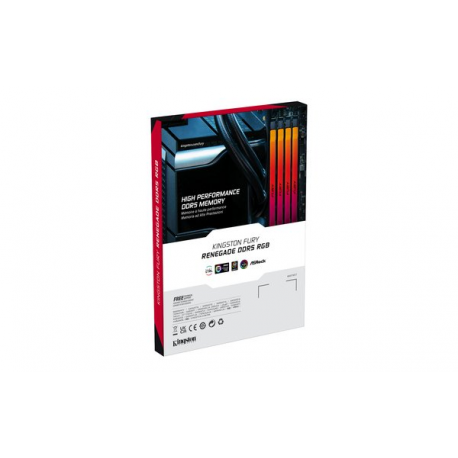Kingston FURY Renegade RGB - DDR5 - module - 48 GB - DIMM 288-pin - 6000 MHz / PC5-48000 - CL32 - 1.35 V - unbuffered - on-die ECC - black & silver - 12