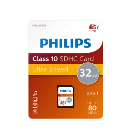 Philips FM32SD45B - Flash memory card - 32 GB - Class 10 - SDHC - 1