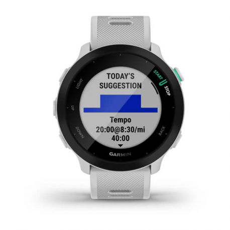 Garmin Forerunner 55 - White - sport watch with band - silicone - white - display 1.04" - Bluetooth, ANT+ - 37 g - 7