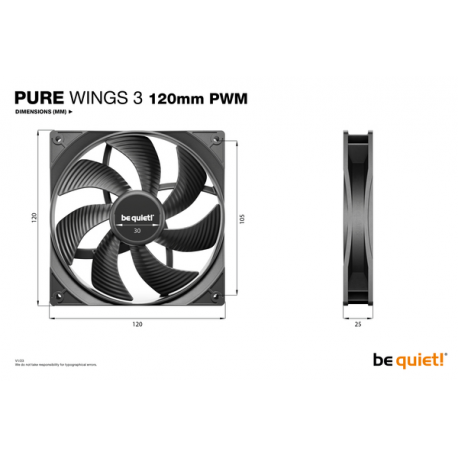 be quiet! Pure Wings 3 - Case fan - 120 mm - black - 4
