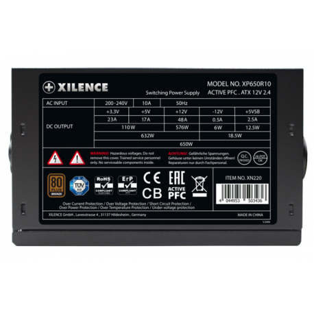 Xilence Gaming Bronze Series XP650R10 - Power supply (internal) - ATX12V 2.4 - 80 PLUS Bronze - AC 200-240 V - 650 Watt - active PFC - 7