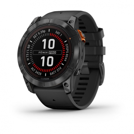 Garmin Fenix 7X Pro - Solar Edition - 51 mm - slate grey - Yes sport watch with band - silicone - black - wrist size: 127-210 mm - display 1.4" - 32 GB - Bluetooth, Wi-Fi, ANT+ - 96 g - 0