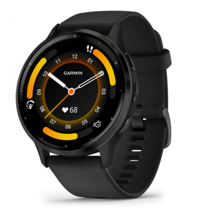 Garmin Venu 3 - 45 mm - black fibre-reinforced polymer - smart watch with band - silicone - wrist size: 135-200 mm - display 1.4" - 8 GB - Bluetooth, Wi-Fi, ANT+ - 30 g - 0