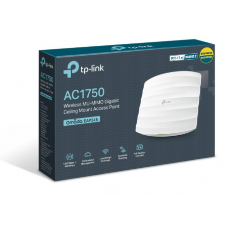 TP-Link Omada EAP245 V3 - Radio access point - 2 ports - Wi-Fi 5 - 2.4 GHz, 5 GHz - cloud-managed - wall  /  ceiling mountable (pack of 5) - 5