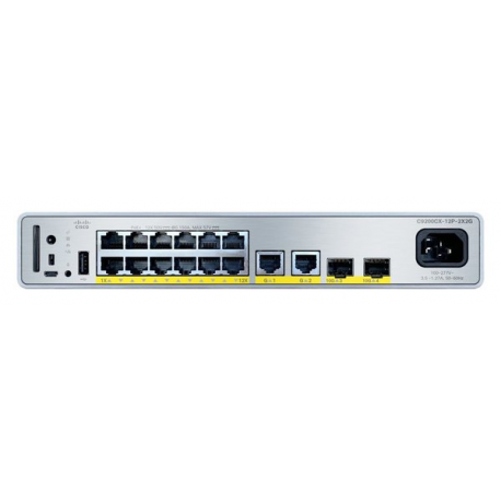 Cisco Catalyst 9200CX - Network Essentials - switch - compact - L3 - Managed - 12 x 10 / 100 / 1000 (PoE+) + 2 x 1000Base-T + 2 x 10 Gigabit SFP+ (uplink) - rack-mountable - PoE+ (240 W) - 0