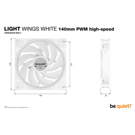 be quiet! Light Wings - Case fan - PWM - 140 mm - white (pack of 3) - 7