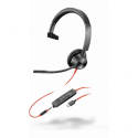 Poly Blackwire 3315 - Blackwire 3300 series - headset - on-ear - wired - active noise cancelling - 3.5 mm jack, USB-C - black - UC certified