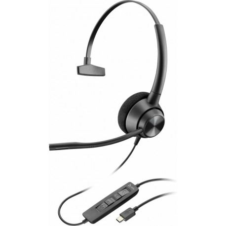 Poly EncorePro 310 - EncorePro 300 series - headset - on-ear - wired - USB-C - black - Works With Chromebook Certified - 0