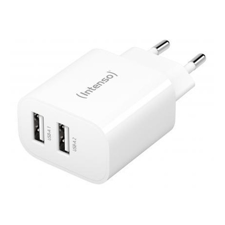 Intenso W24AA - Power adapter - 24 Watt - 2.4 A - 2 output connectors (USB) - white - 0