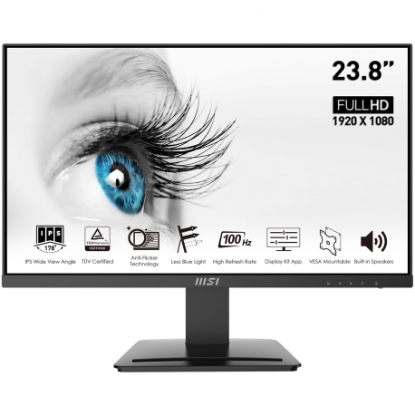 MSI PRO MP243X - LED monitor - 24" (23.8" viewable) - 1920 x 1080 Full HD (1080p) @ 100 Hz - IPS - 300 cd / m² - 1000:1 - HDMI, DisplayPort - speakers - 0
