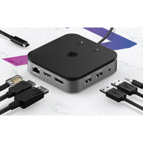 ICY BOX 7-in-1 - Docking station - USB-C 3.2 Gen 2  /  Thunderbolt 3  /  Thunderbolt 4 - HDMI, DP - GigE - 1