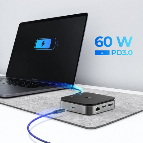 ICY BOX 7-in-1 - Docking station - USB-C 3.2 Gen 2  /  Thunderbolt 3  /  Thunderbolt 4 - HDMI, DP - GigE - 2