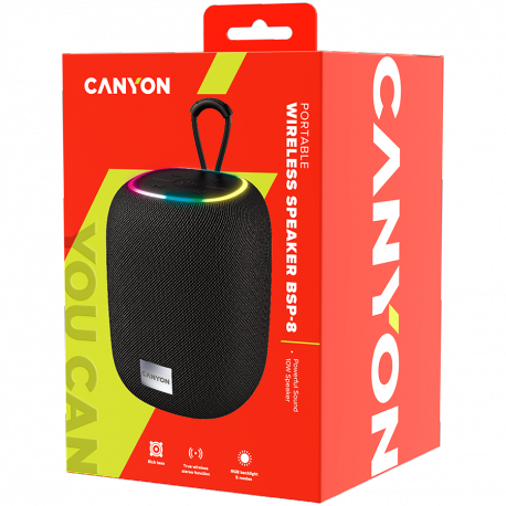 Canyon BSP-8 - Speaker - for portable use - wireless - Bluetooth - USB - 10 Watt - black - 5