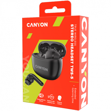 Canyon TWS-5 - True wireless earphones with mic - in-ear - Bluetooth - black - 4